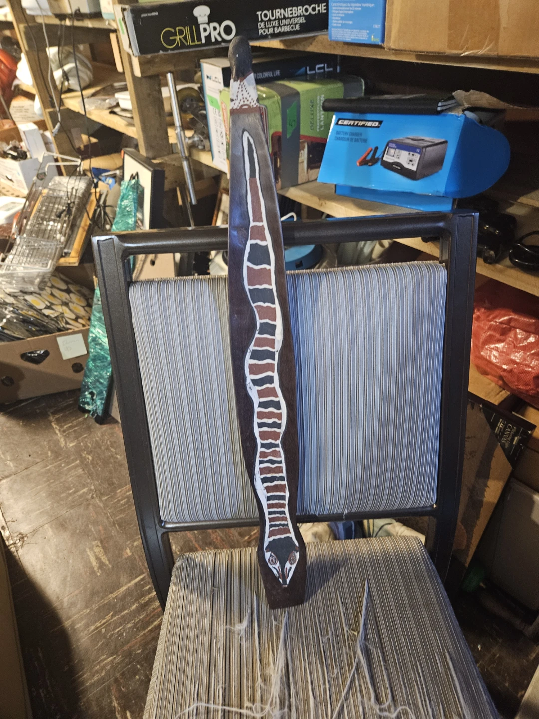 Decorative Wooden Boomerang with Snake Design - photo 2