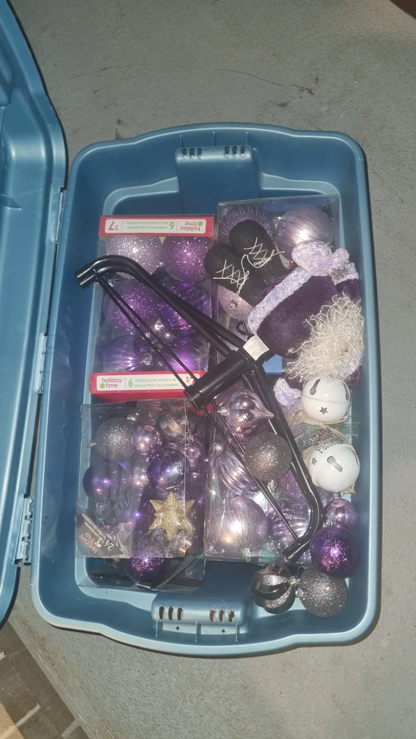 Artificial Christmas Tree with Purple and Silver Ornaments - photo 3