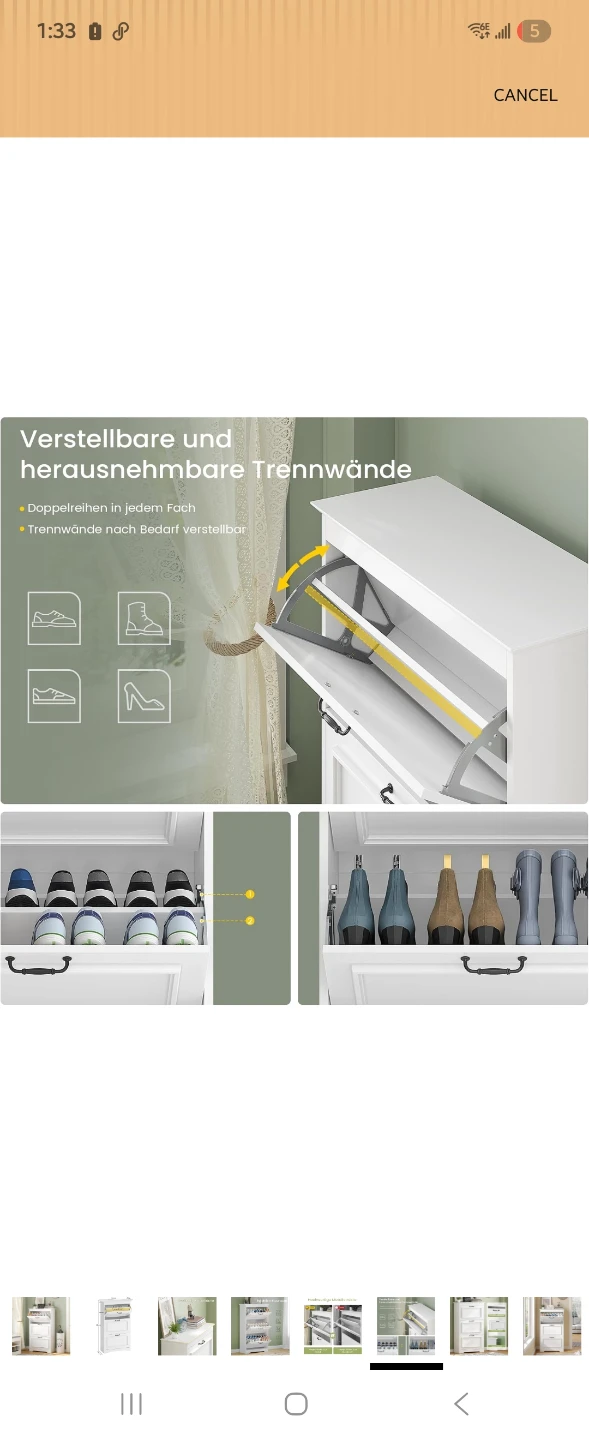BrandNewInBox-Narrow Shoe Cabinet with 3 Flaps - photo 5