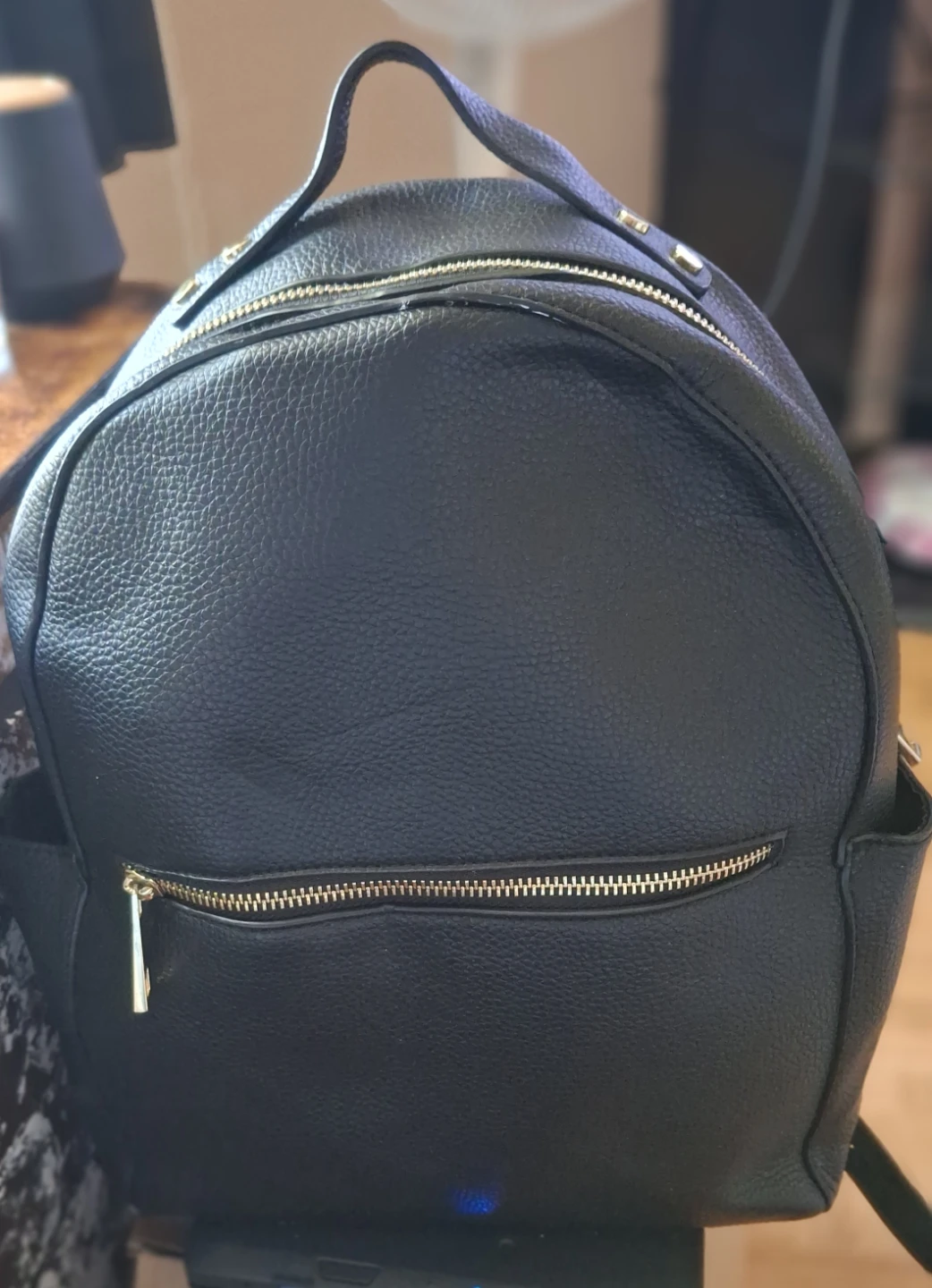 Black Faux Leather Backpack