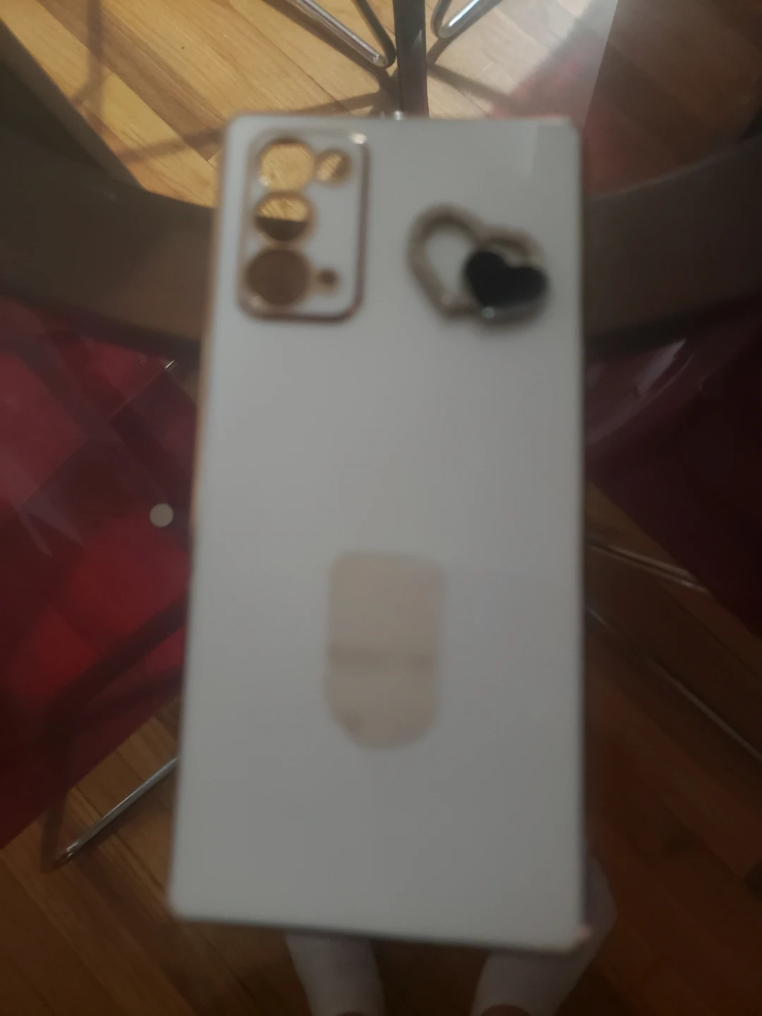 White Phone Case with Heart Charm