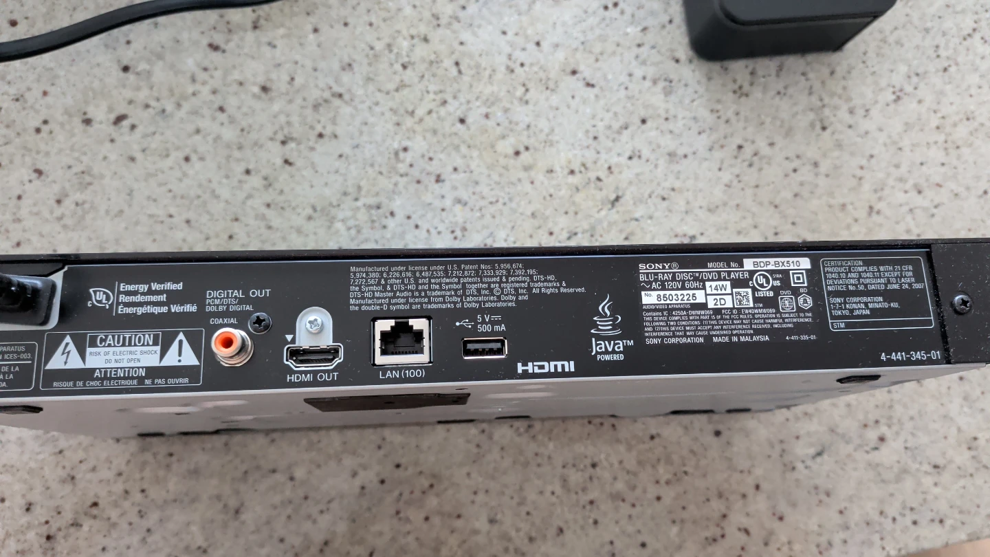 Sony Blu-Ray Disc/DVD Player BDP-BX510 - photo 3