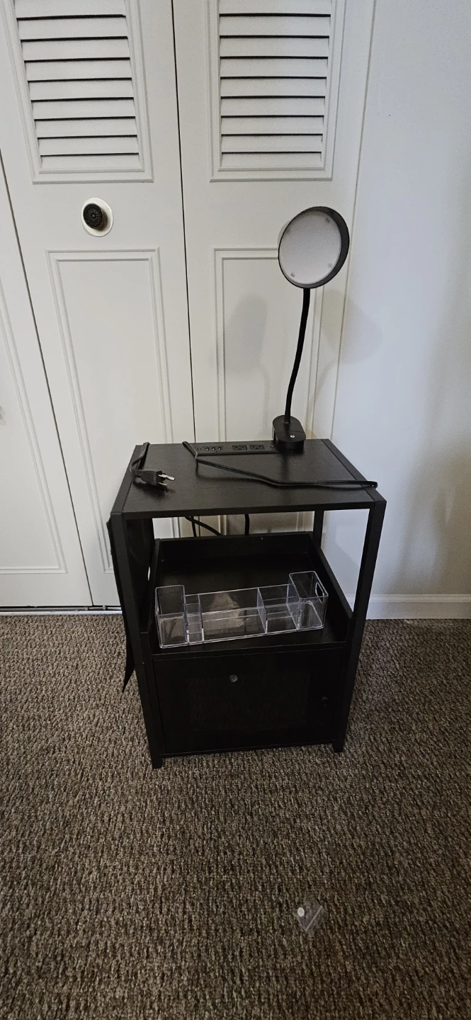 Black nightstand with Built-in Power plug in
