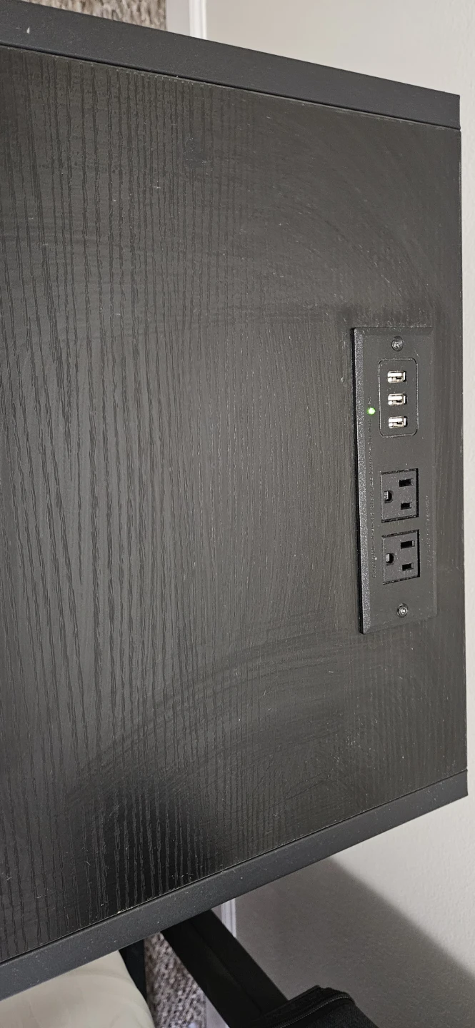 Black nightstand with Built-in Power plug in - photo 2