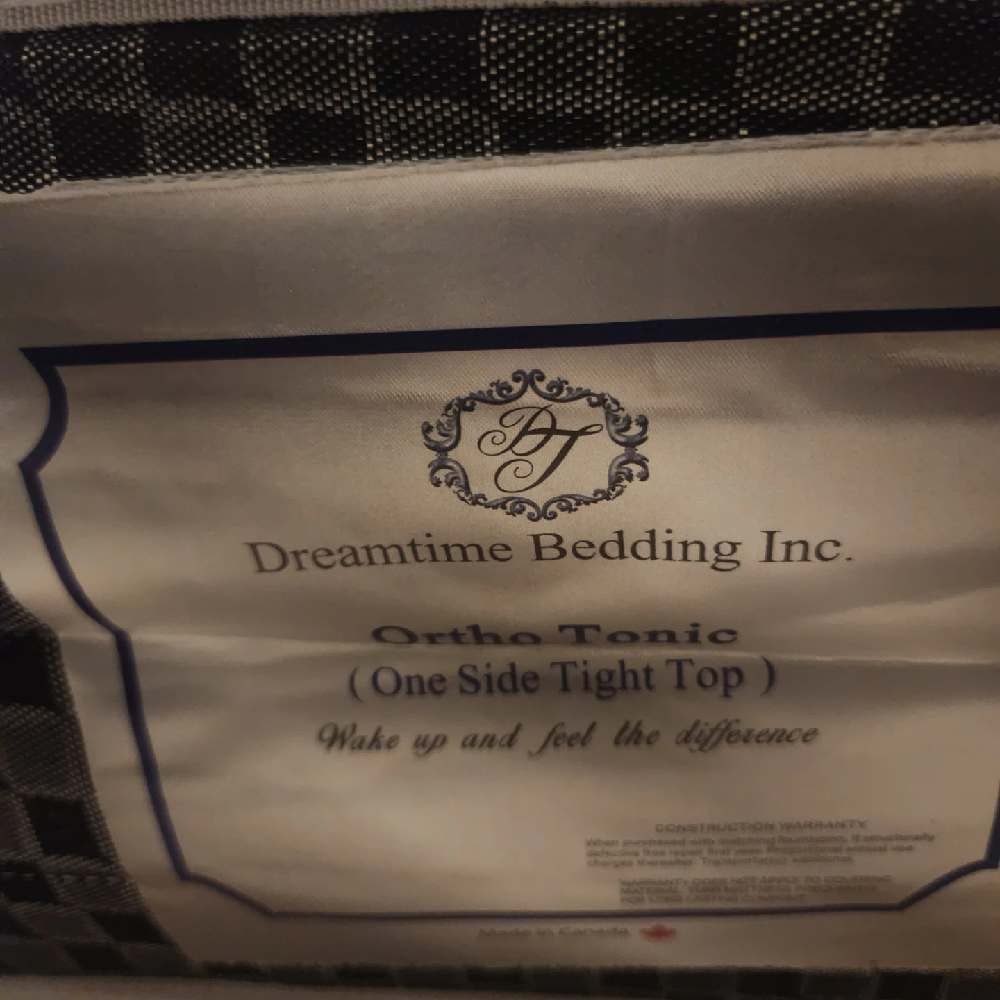 Dreamtime Bedding Inc. Ortho Tonic Mattress - One Side Tight Top