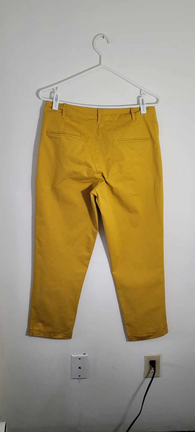Mango Women's Mustard Yellow Cropped Chinos Size 6 - photo 2