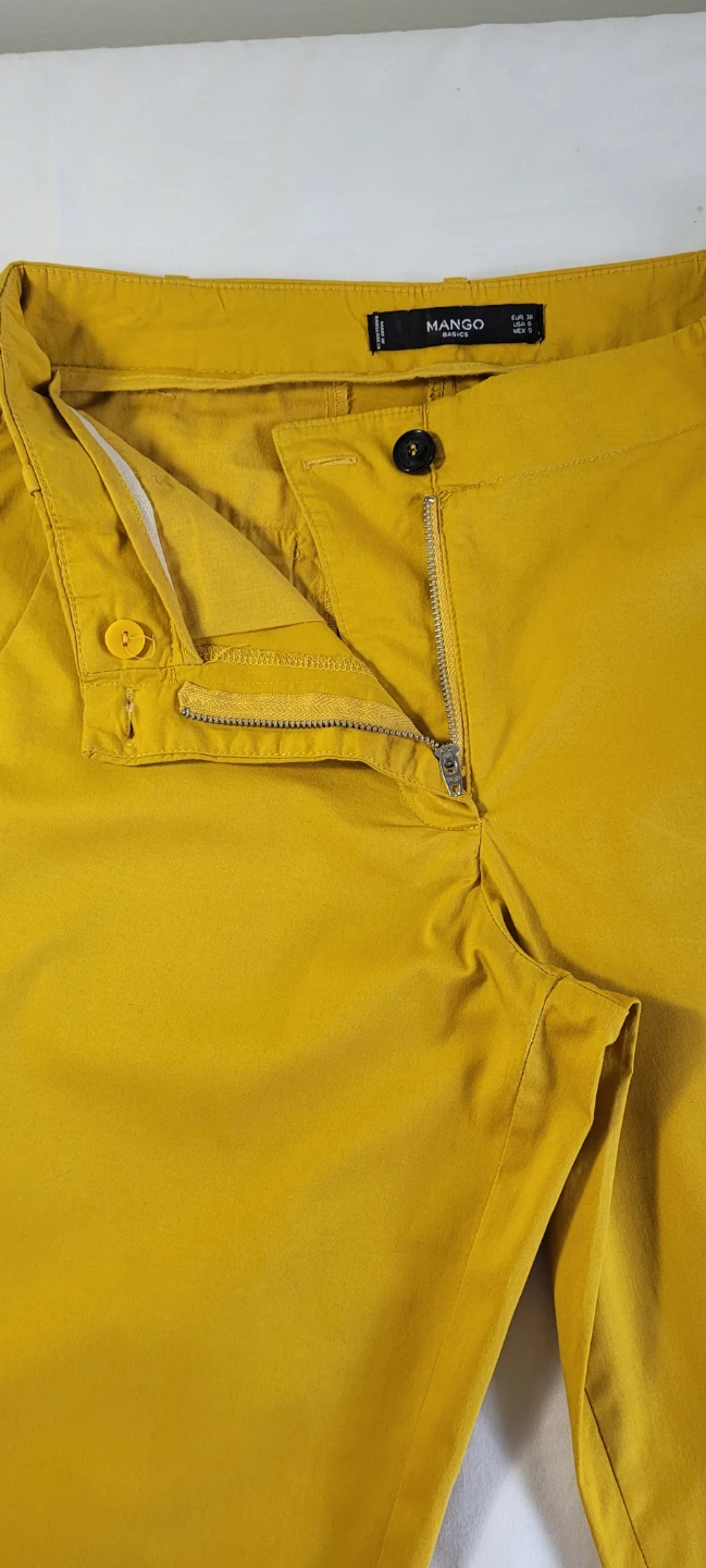 Mango Women's Mustard Yellow Cropped Chinos Size 6 - photo 5