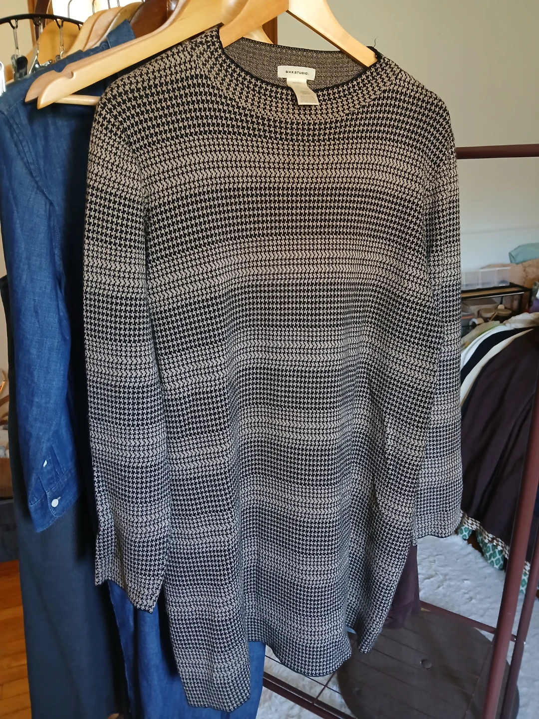 Max Studio Houndstooth Knit Bodycon Dress XL