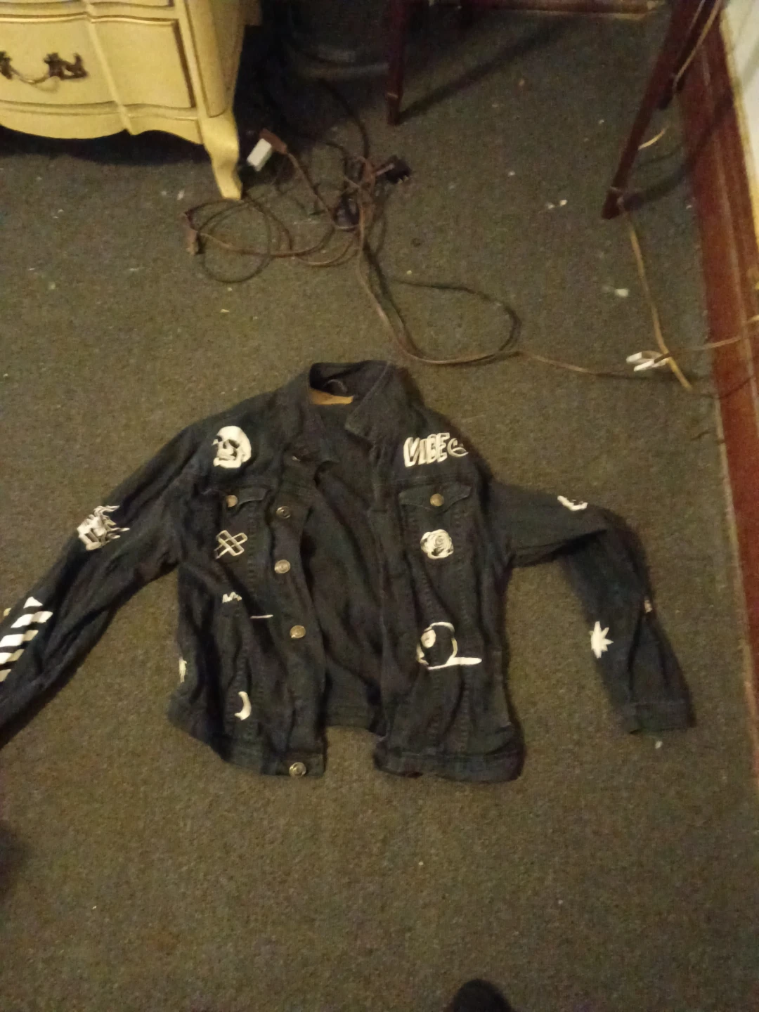 Black Denim Jacket with Patches