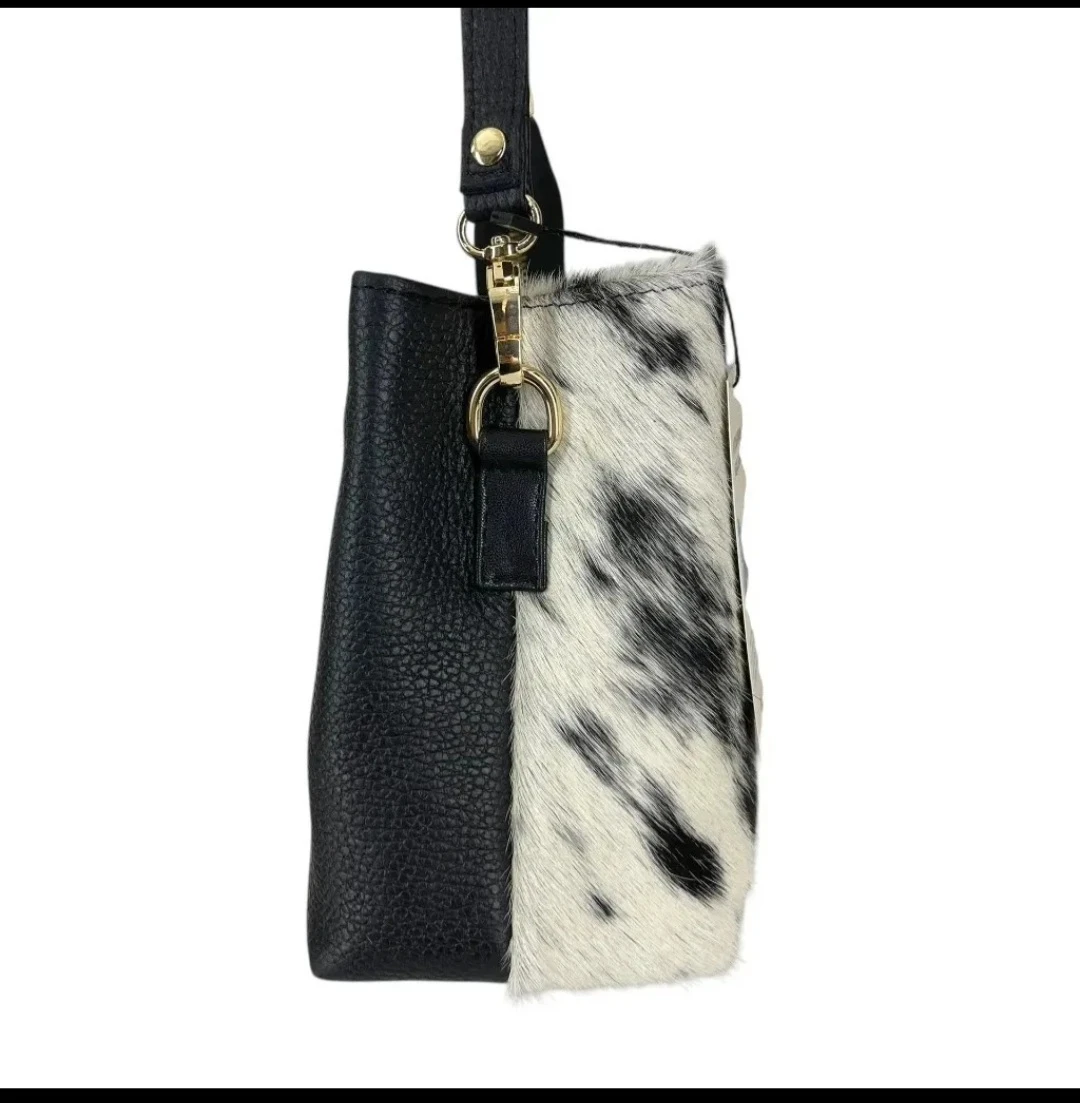 Cowhide & Black Leather Shoulder Bag - photo 3