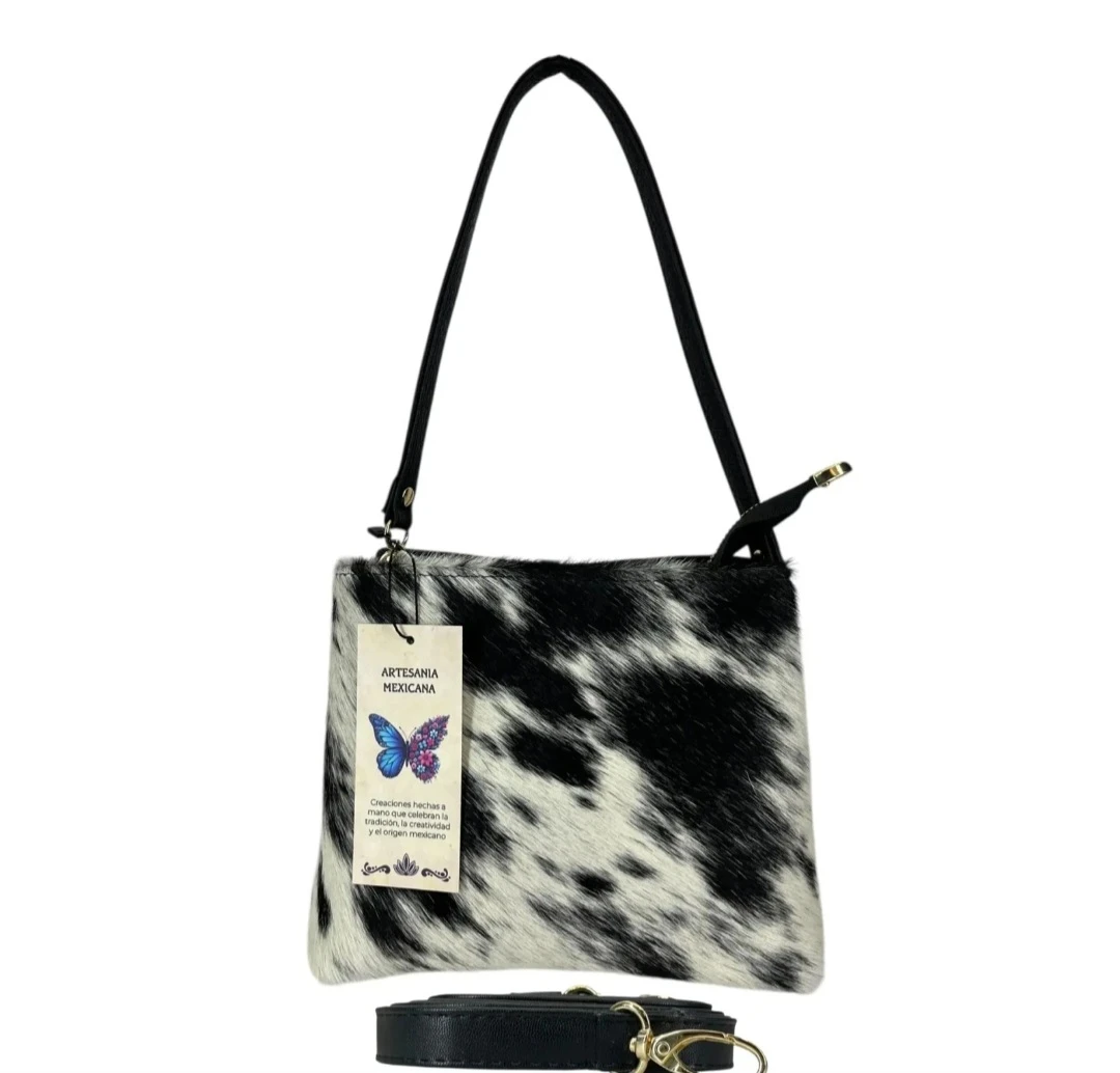 Cowhide & Black Leather Shoulder Bag - photo 4