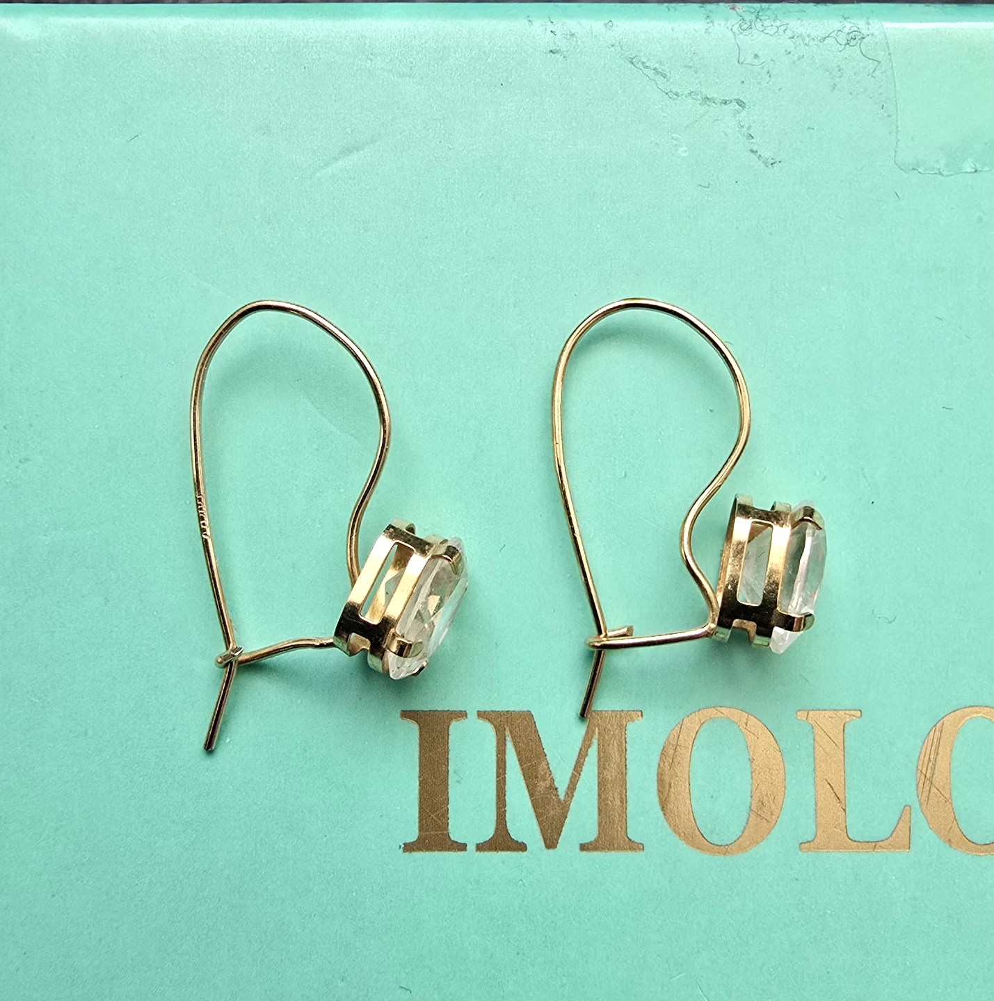 Like new 10K Gold earrings with white sapphires stones sale - photo 3