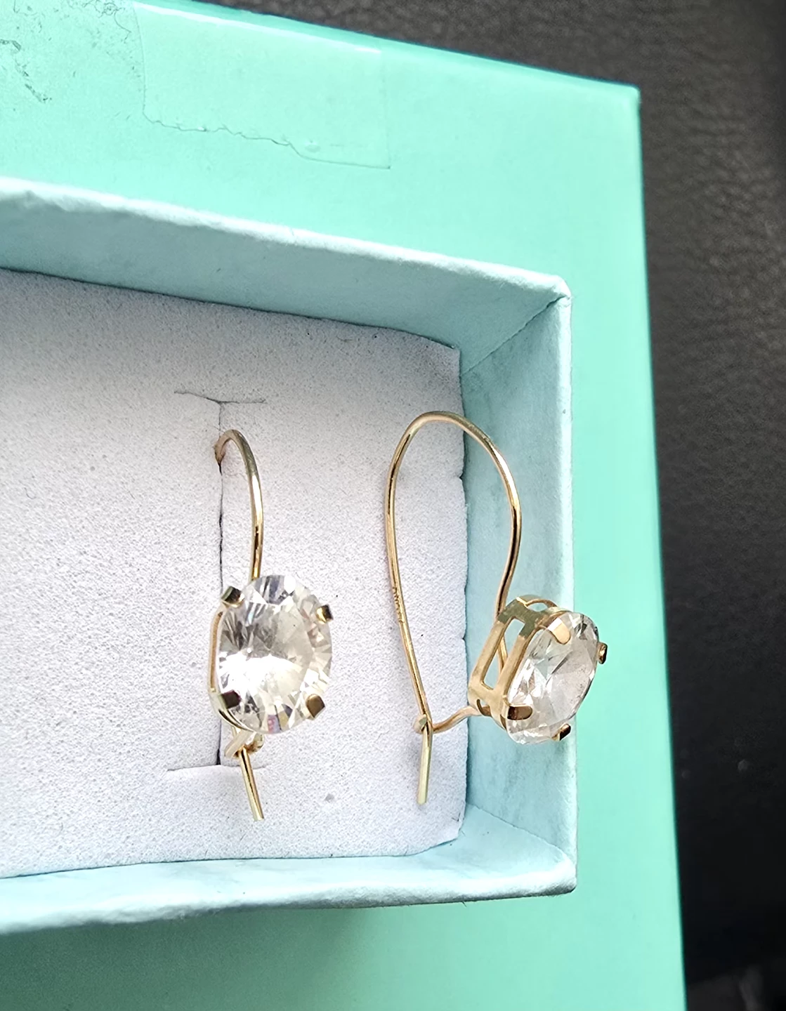 Like new 10K Gold earrings with white sapphires stones sale - photo 5