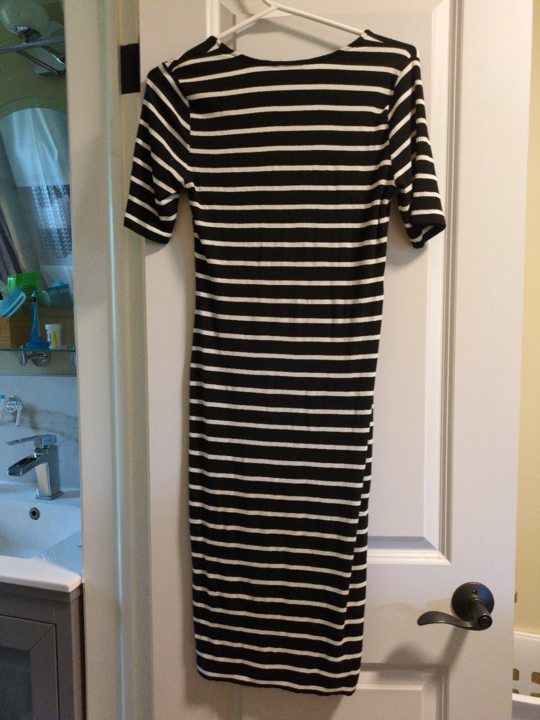 Reitman XS Black and White Striped Ribbed Midi Dress - photo 3