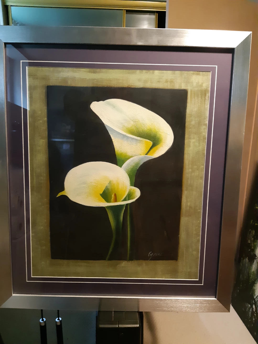 Framed Callas Lily Painting