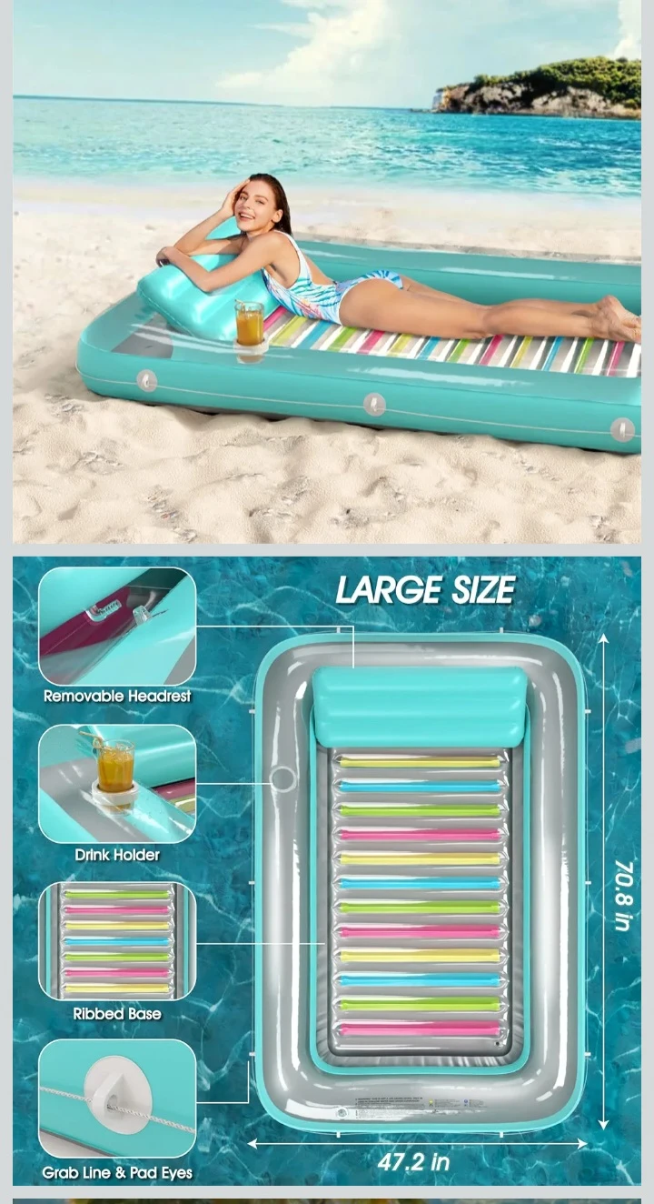 NEW!   Jasonwell Inflatable Tanning Pool Lounger Float - photo 4