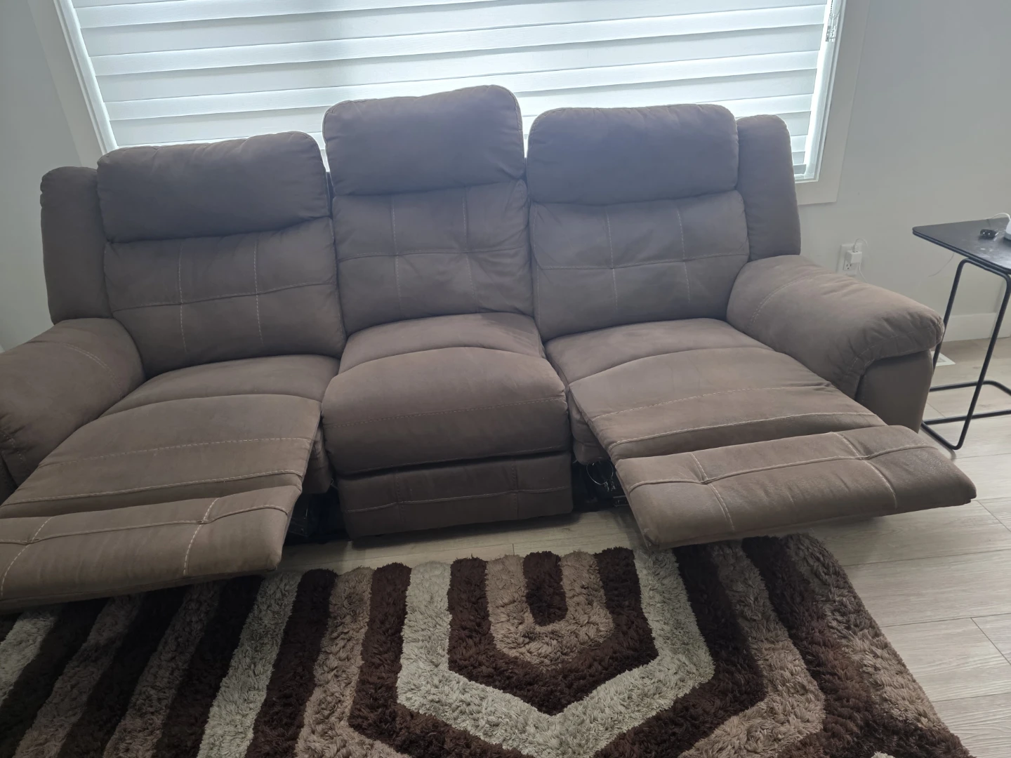 Brown 3-Seater Reclining Sofa - photo 2