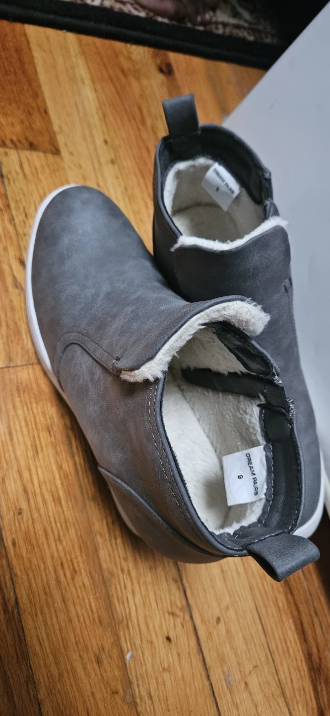 Dream Pairs Gray Faux Leather Fur Lined Wedge Ankle Boots Size 9 - photo 2