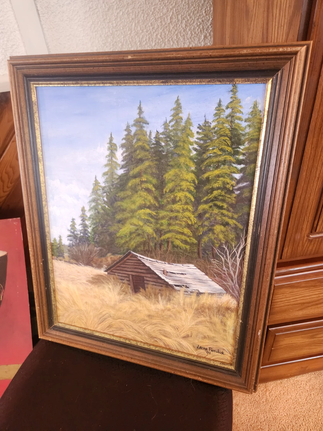 Framed Painting by Lorna Perchuk - Cabin in Trees