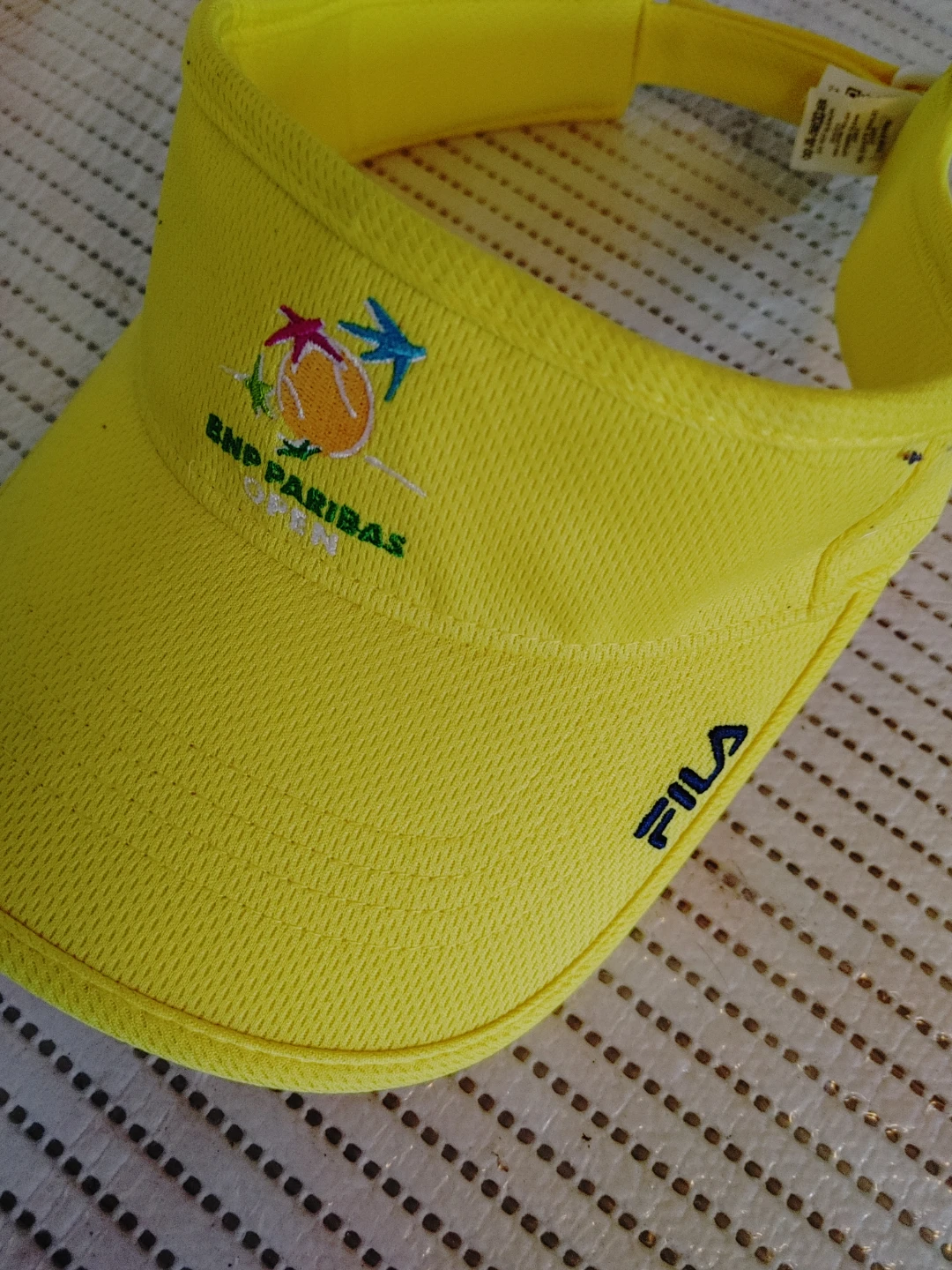 Yellow Fila Visor with BNP Paribas Logo