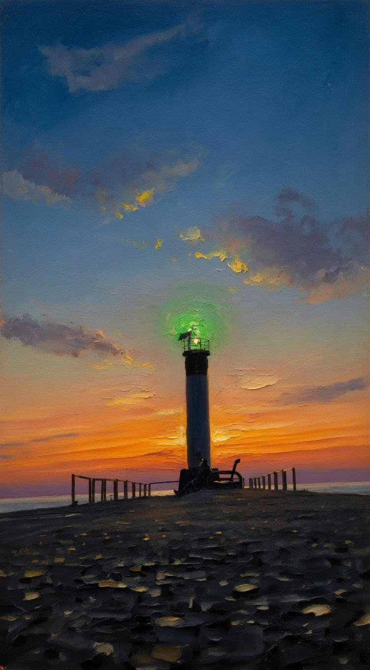 Oil Painting - Lighthouse Sunset