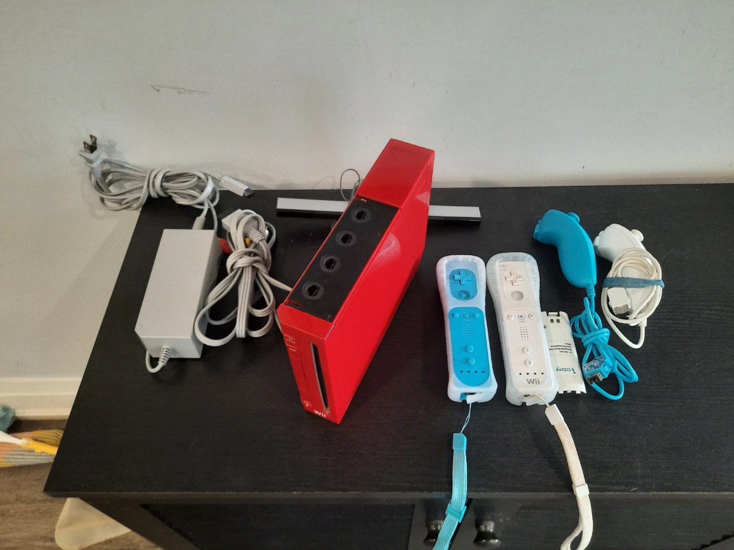 Red Nintendo Wii Console with Controllers and Accessories