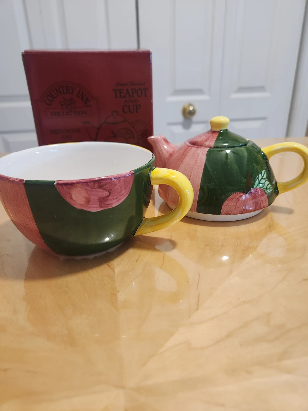 Country Inn Collection Hand Painted Teapot and Cup Set