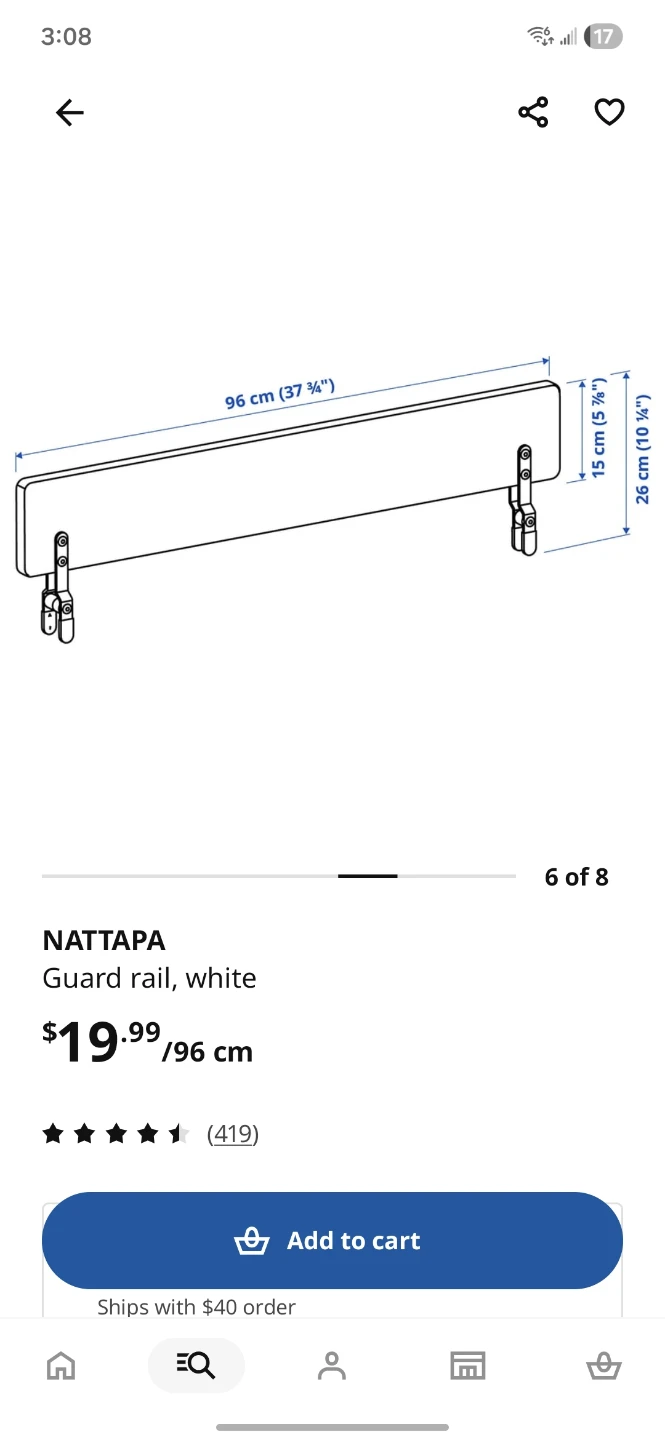 IKEA Nattapa Guard Rail White 96 cm - photo 2