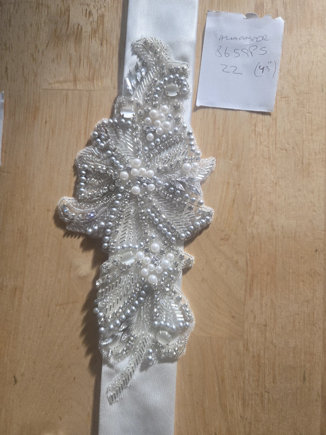 Alabaster Beaded Bridal Sash 43" Long - photo 4