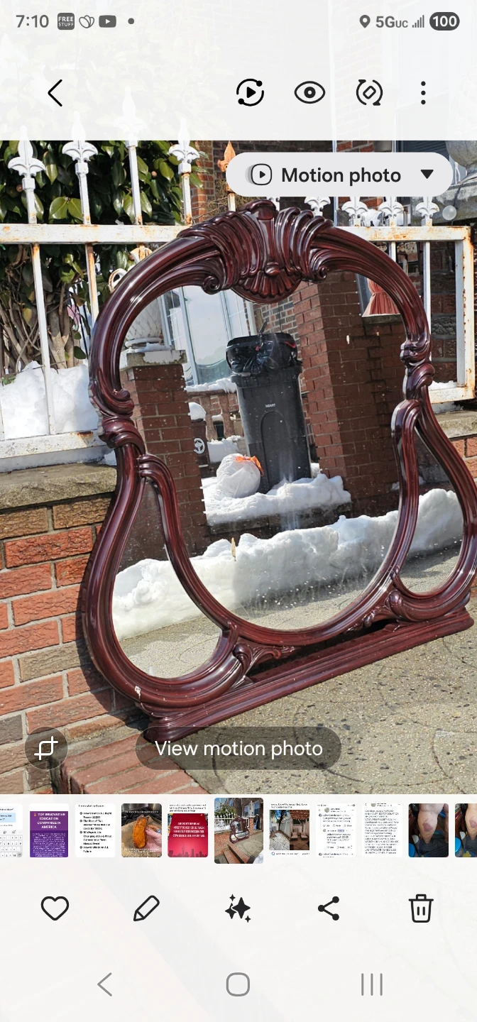 Ornate Vanity Mirror with Dark Wood Frame