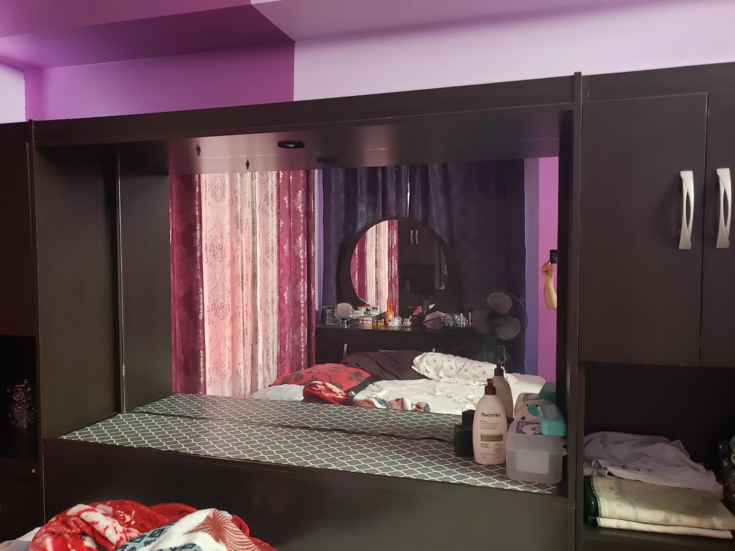 Dark Wood Queen Bed Frame with Storage Drawers