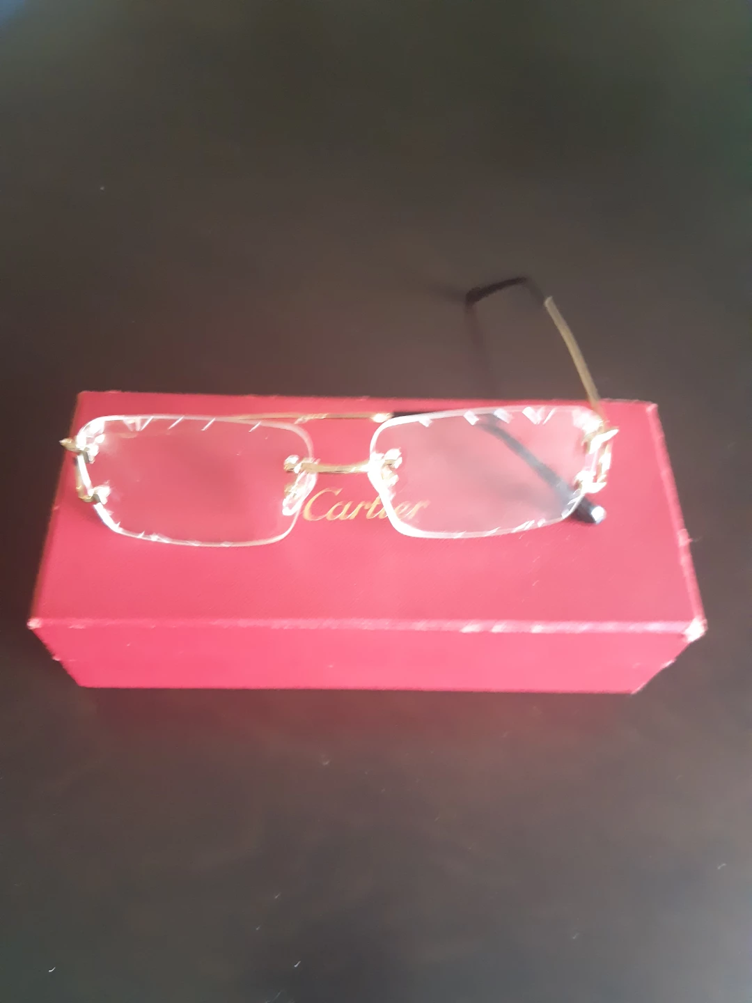 Cartier Rimless Glasses with Red Case