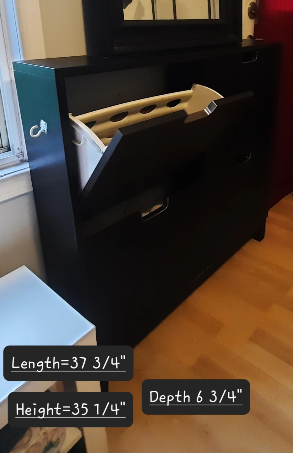 Black 4 Drawer Shoe Cupboard - photo 2
