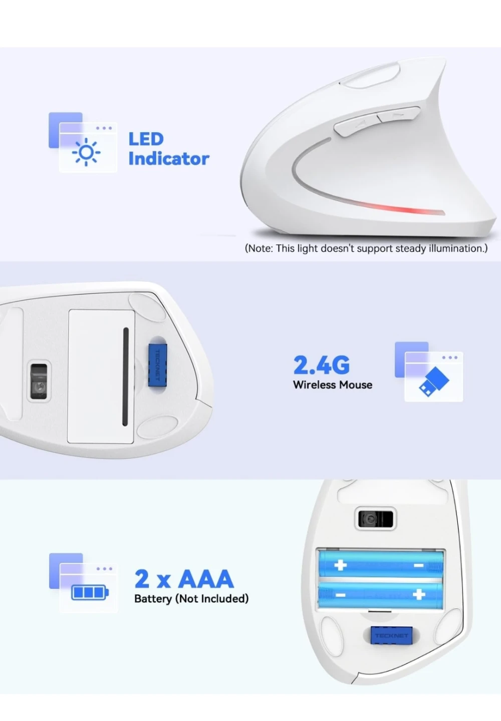 NEW Silent Ergonomic Mouse, 5 modes 6 buttons - photo 4