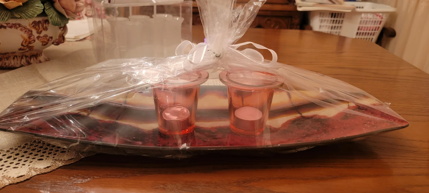Decorative Tray with Votive Holders and Candles