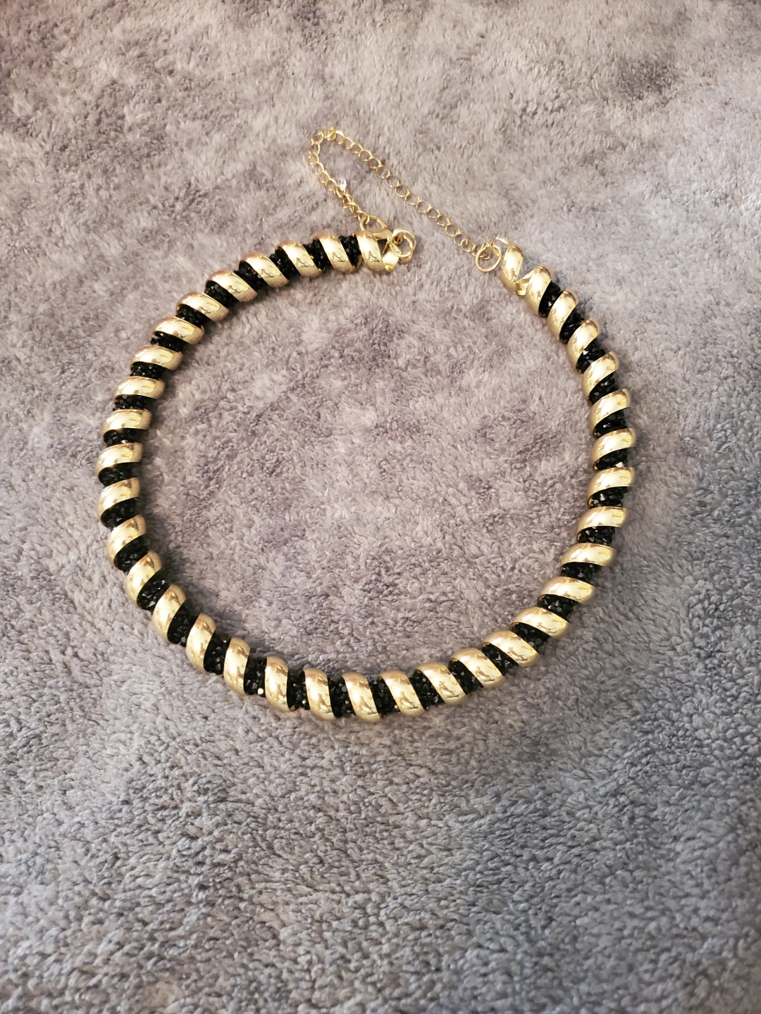 Gold and Black Twisted Choker Necklace