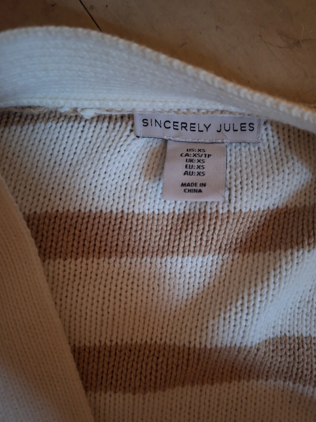 Sincerely Jules Cardigan - Beige & White Checkered/Striped - XS - photo 2