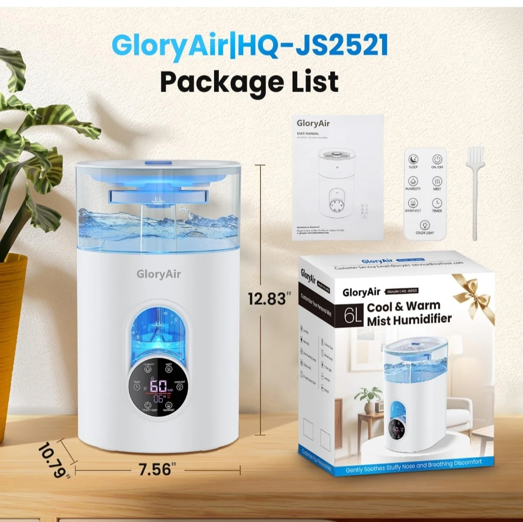 GloryAir 6L Cool & Warm Mist Humidifier HQ-JS2521