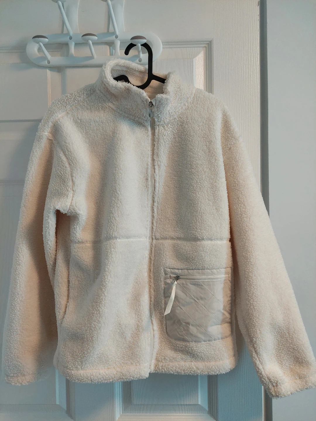 Giordano Women's Fleece Zip-Up Jacket - Cream - Size L