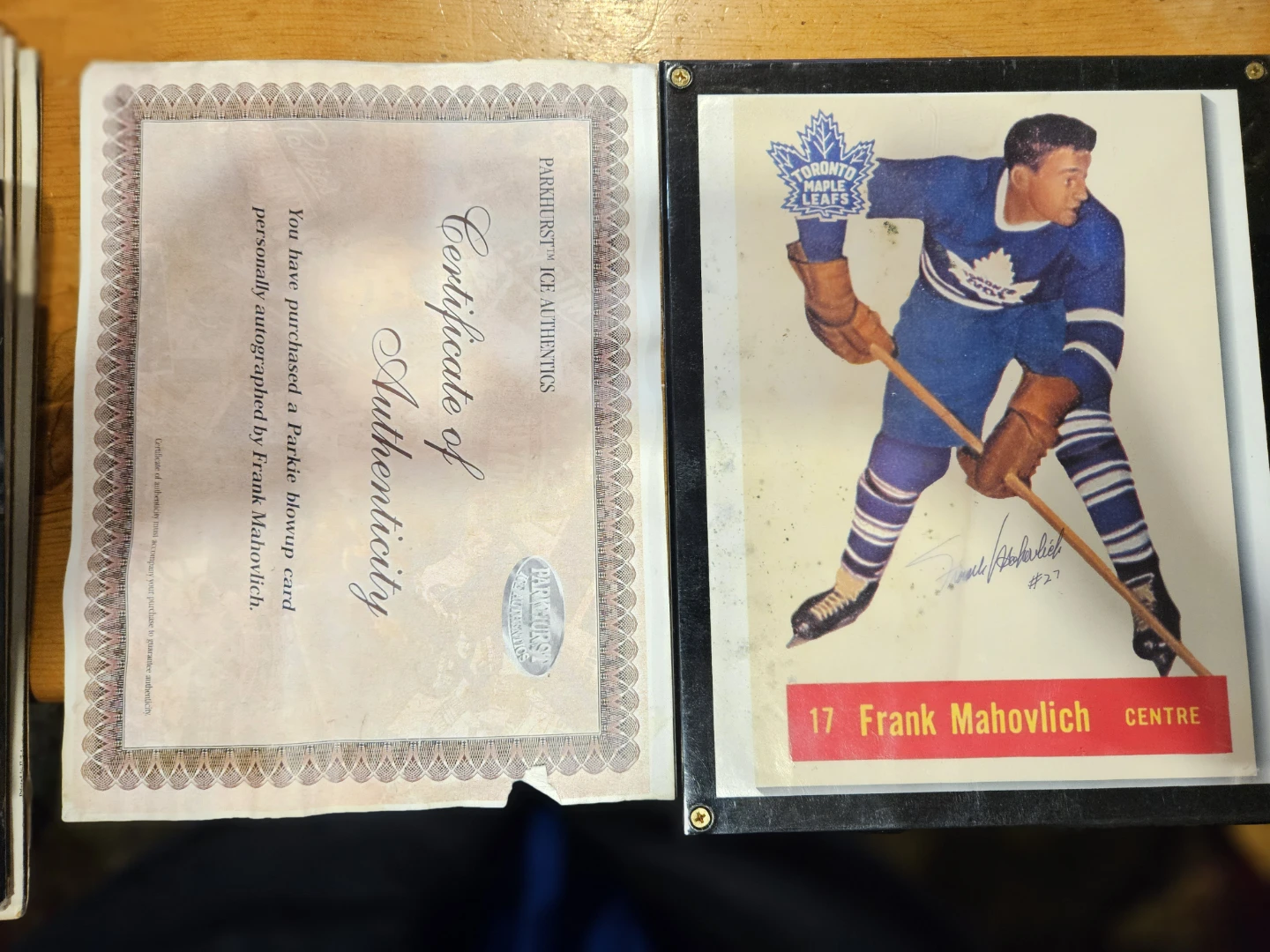Frank Mahovlich Autographed Toronto Maple Leafs Parkhurst 8 x 10