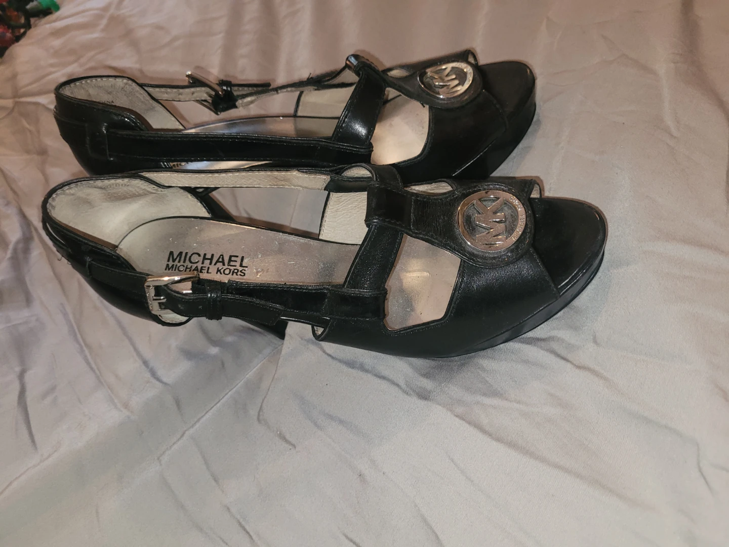 Michael Kors Black Leather Peep-Toe Heels - photo 2