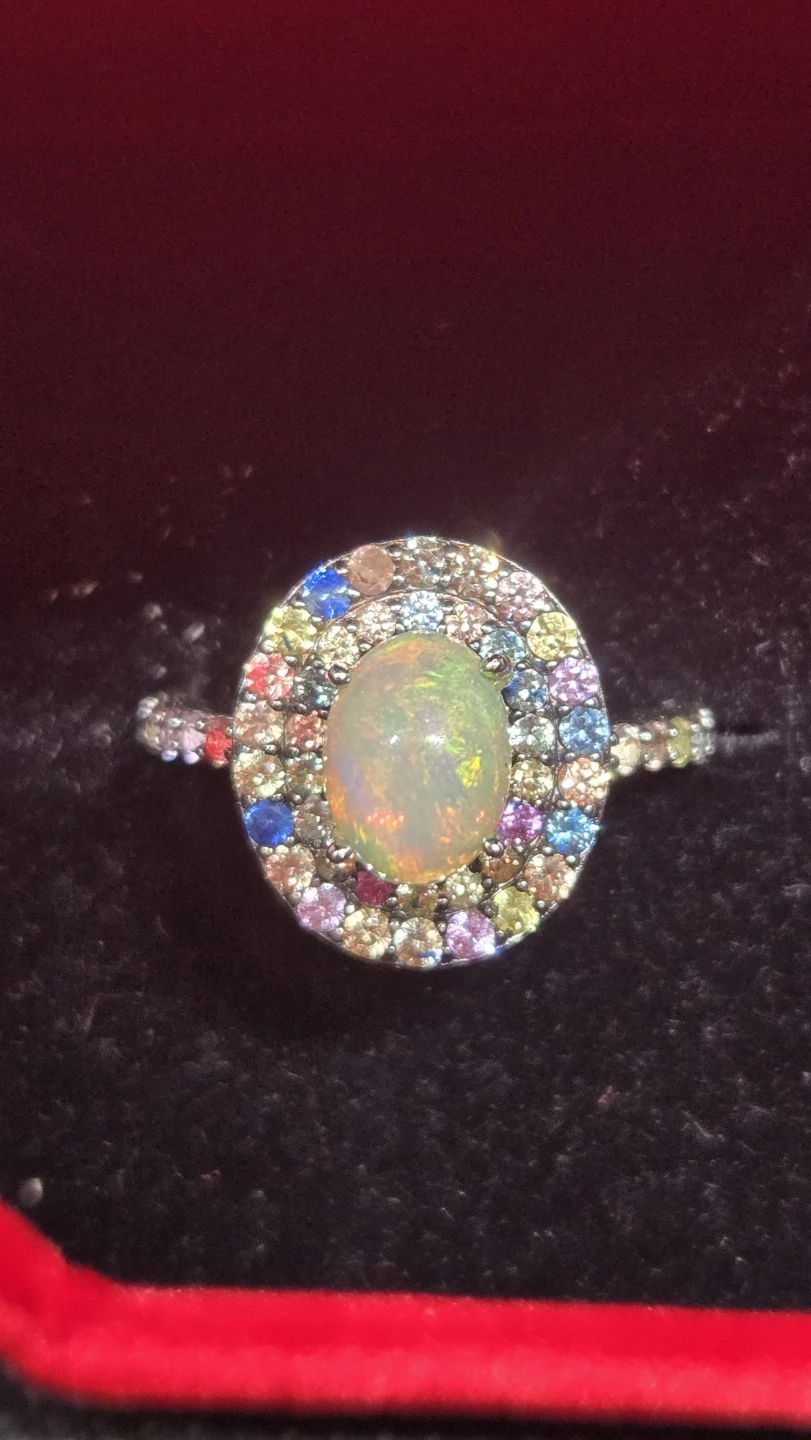 Opal ring w/ multi colored sapphire