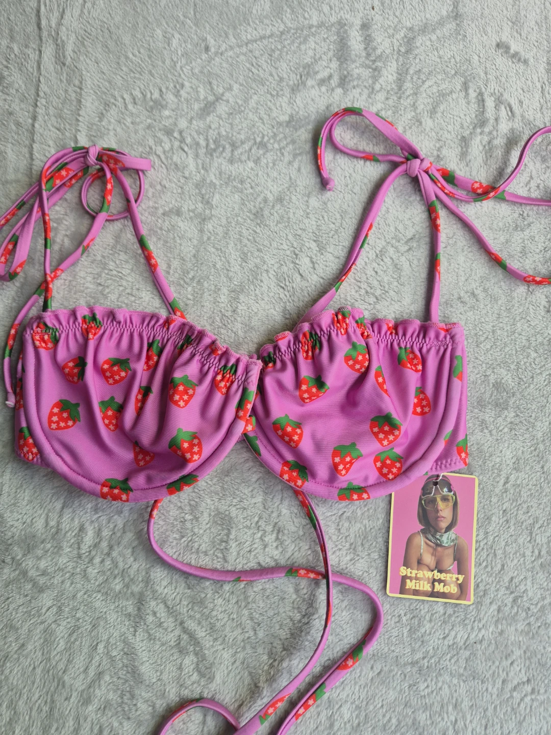 Strawberry Milk Mob Pink Bikini Top - photo 2