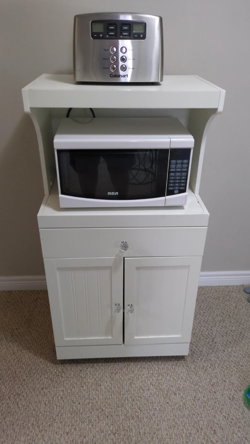 White Kitchen Cart with Cabinet and Drawer - photo 2