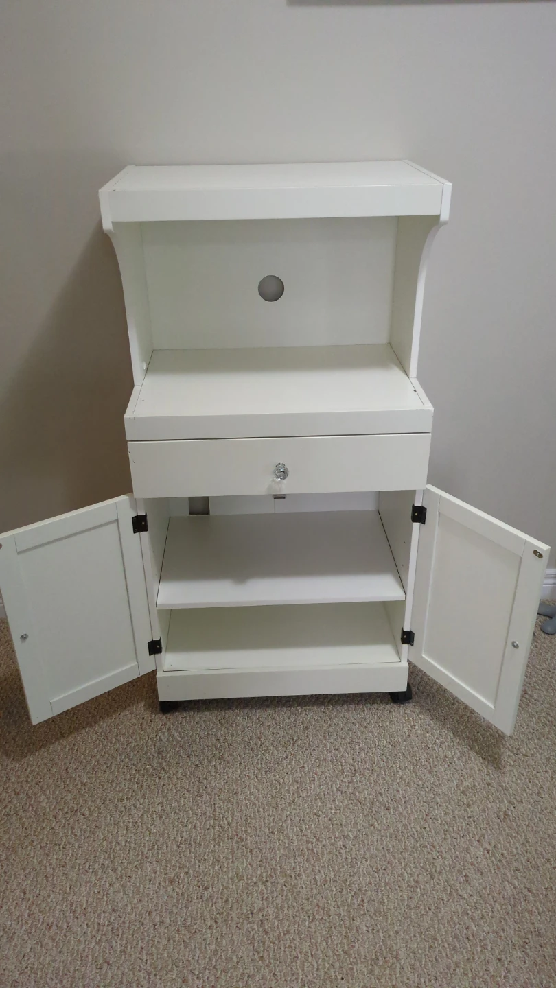 White Kitchen Cart with Cabinet and Drawer - photo 3