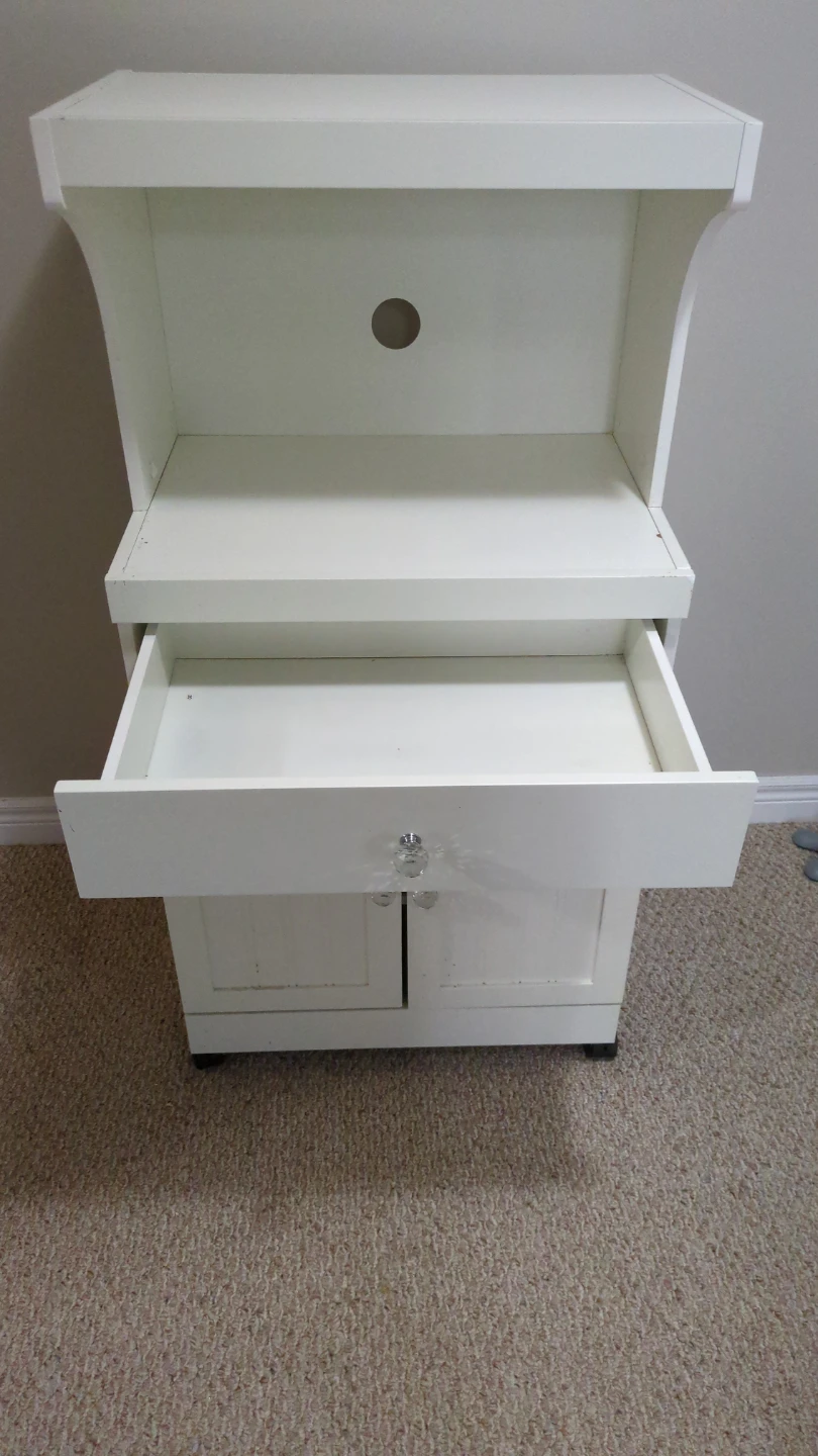 White Kitchen Cart with Cabinet and Drawer - photo 4