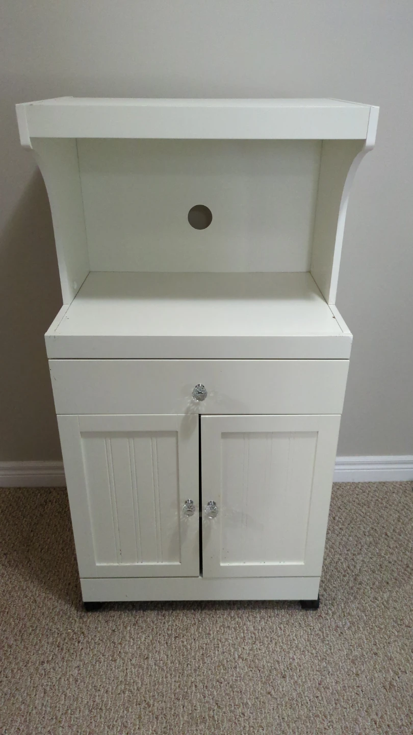White Kitchen Cart with Cabinet and Drawer - photo 5