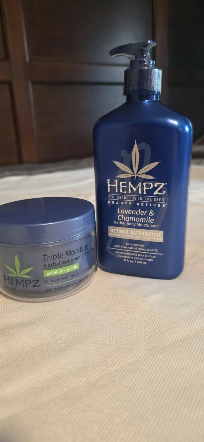 Hempz Triple Moisturizer and body scrub.