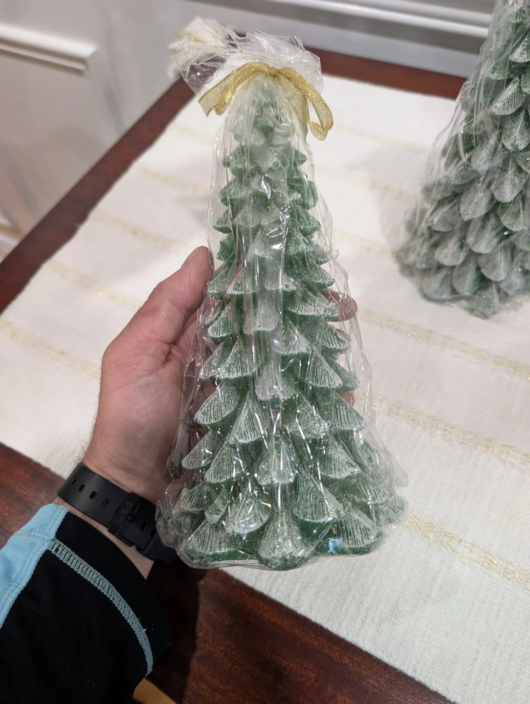 Set of 3 Green Christmas Tree Shaped Candles - photo 4