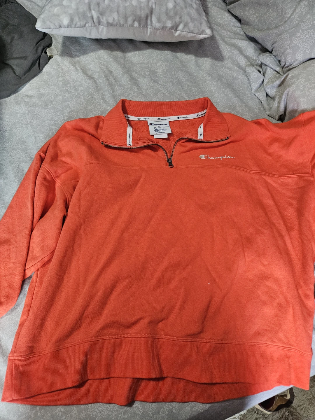 Champion Authentic Athleticwear Quarter Zip Sweatshirt XL Orange